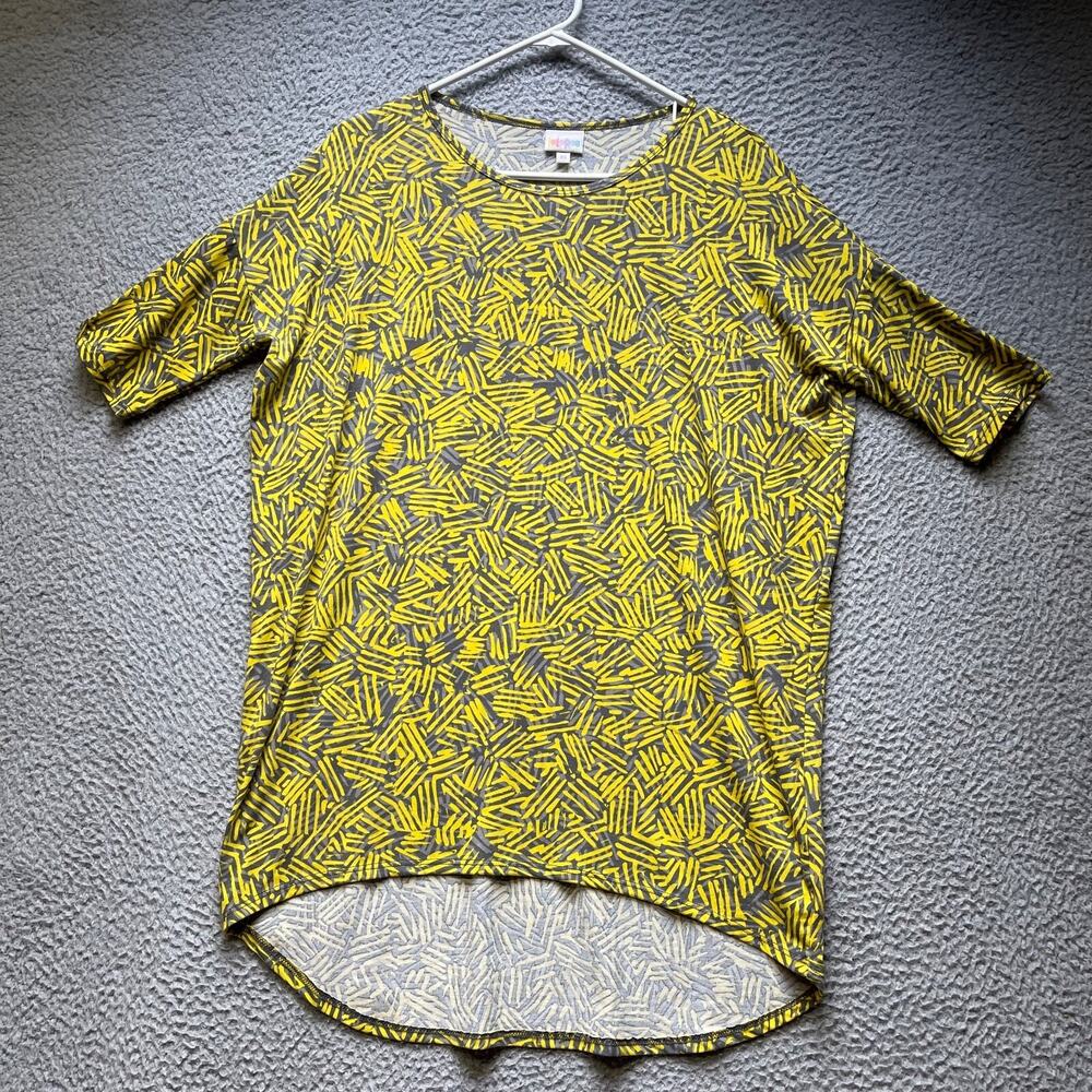 LulaRoe Shirt Dress Womens XS Gray and Yellow Short Sleeve Oversized